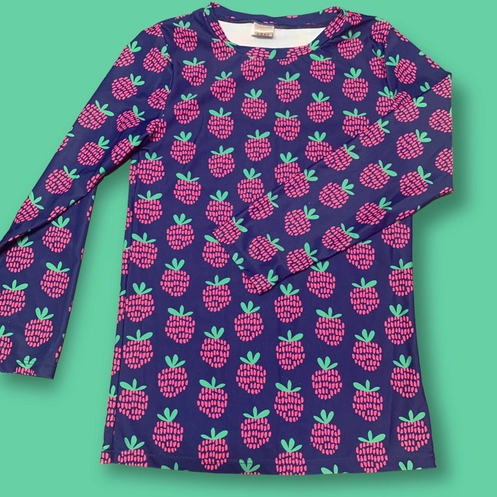 Swim Shirt Size 12 Kids Rashguard Poppy’s Strawberry Sunshine